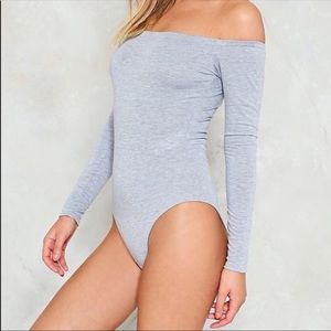 Nasty Gal Off-the-Shoulder bodysuit in grey